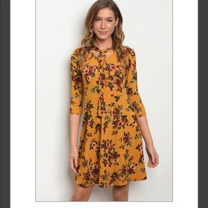 💃🏾New Arrival 💃🏾 Boho  mustard  floral dress